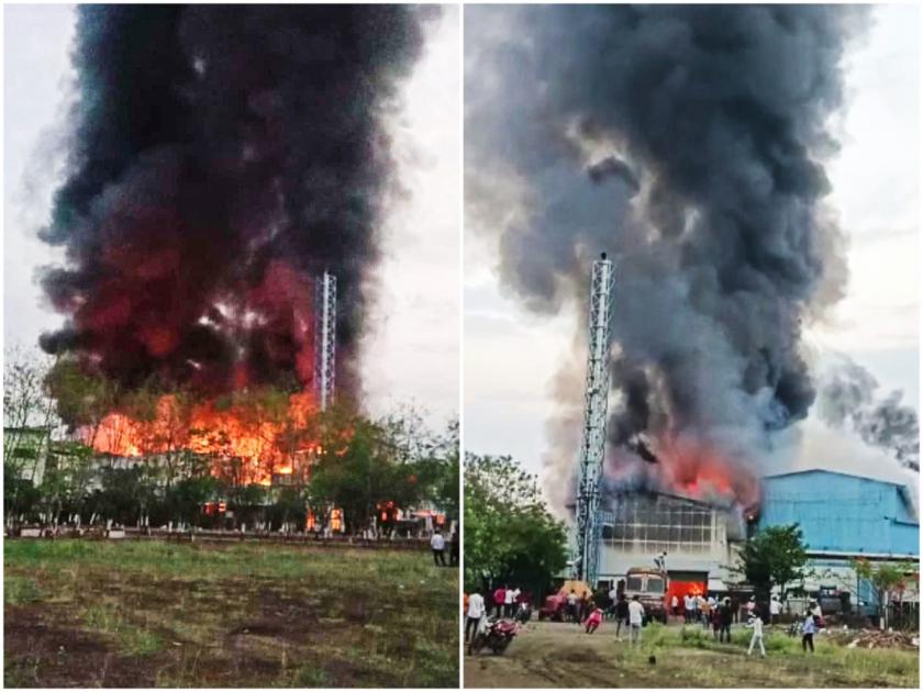 Paithan Badway Engineering Company fire two sections gutted | पैठण : बडवे इंजिनियरींग कंपनीला आग, दोन सेक्शन जळून खाक