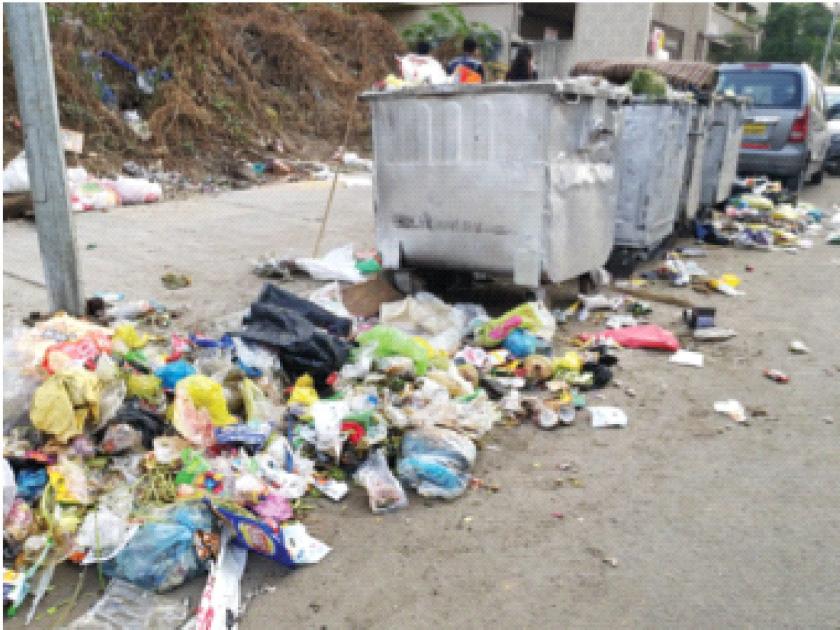 Swachh Bharat Abhiyan's Ghansolit Fajja; Garbage bins in the village | स्वच्छ भारत अभियानाचा घणसोलीत फज्जा; गावठाणात भरलेल्या अवस्थेत कचराकुंड्या