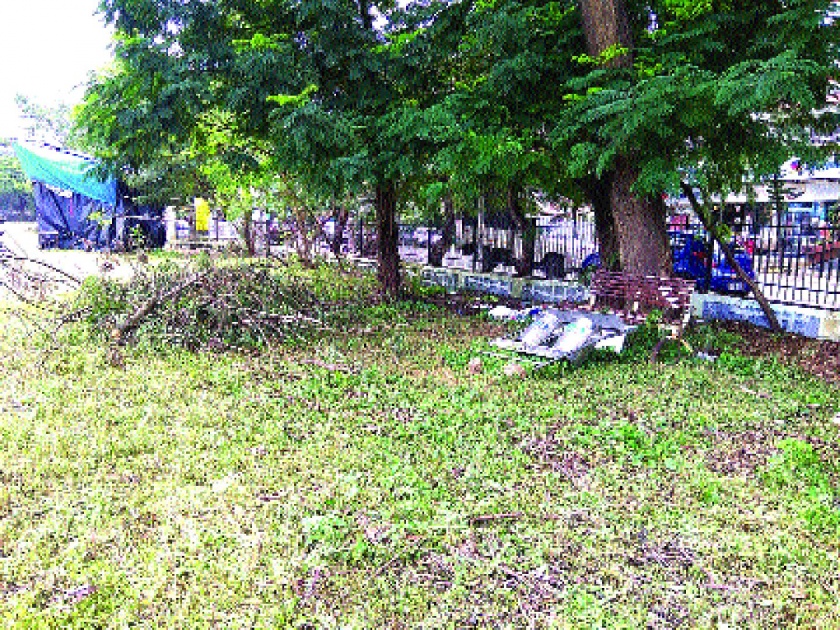 Increase in the problem of parks in Navi Mumbai; The branches of the tree fell, the garbage was broken | नवी मुंबईतील उद्यानांच्या समस्येत वाढ; झाडाच्या फांद्या पडल्या, कचराकुंड्या तुटल्या
