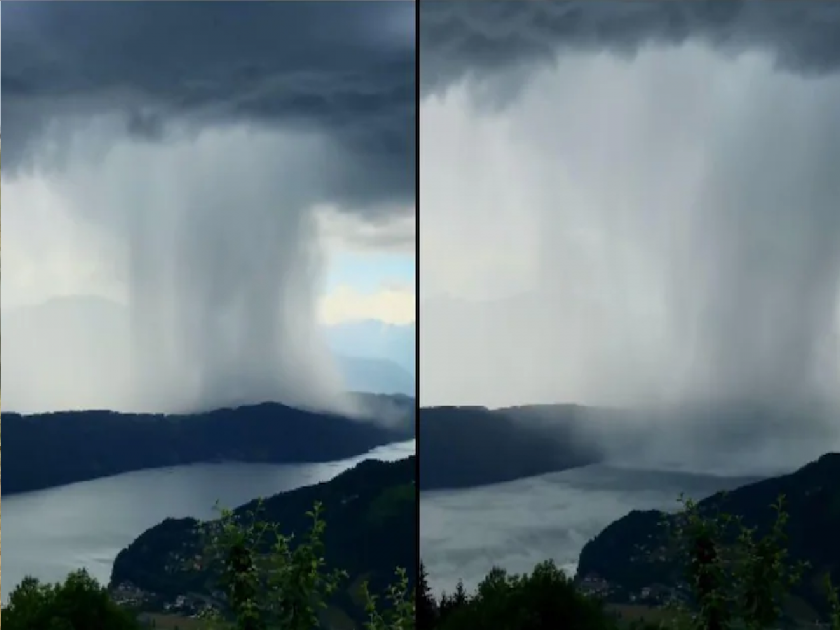 Cloud Burst Video: 'Beautiful and Dangerous...' Cloud Burst in the Mountains; The video went viral | Cloud Burst Video: 'सुंदर अन् धोकादायक...' पर्वतांमध्ये तुफान ढगफुटी; व्हिडिओ व्हायरल