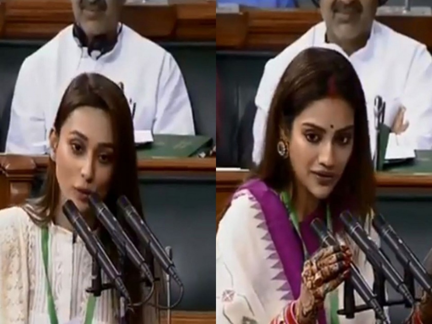 Nusrat jahan and mimi chakraborty took oath as member of parliament | Video: अभिनेत्री नुसरत जहां आणि मिमी चक्रवर्तीने घेतली खासदारकीची शपथ