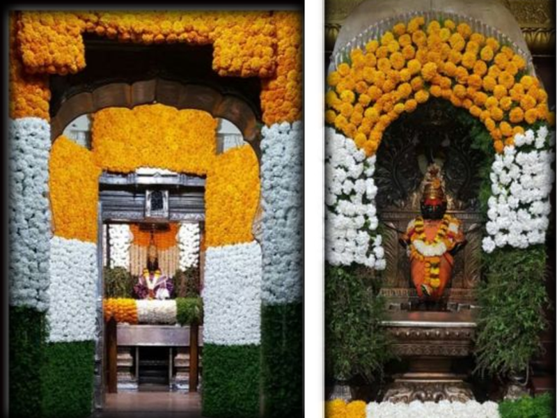 Vithu-Rakhumai's exquisite look, 'Tri-color' in pandharpur temple | विठु-रखुमाईचे मनमोहक रुप, 'तिरंग्यात' दिसला 'राजा पंढरीचा'  