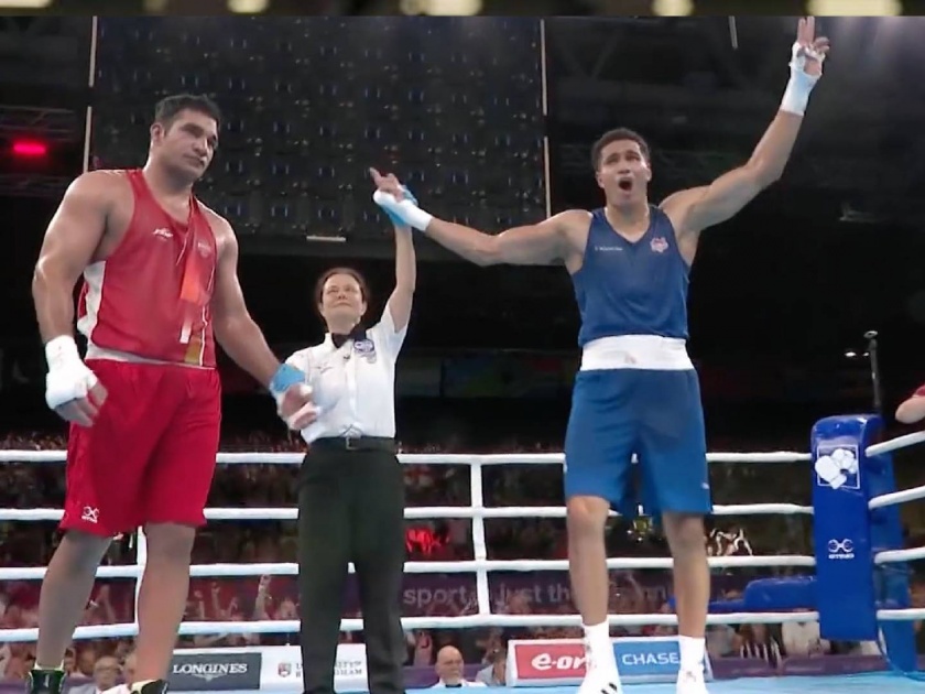 Commonwealth Games 2022 Boxing :  Silver for Sagar Ahlawat, Sagar Ahlawat gave his absolute best before going down to English pugilist by split verdict in Final (+92kg) | Commonwealth Games 2022 : पेपरमधले आर्टिकल वाचून बॉक्सर बनण्याचं ठरवलं अन् शेतकऱ्याच्या पोरानं राष्ट्रकुलमध्ये पदक जिंकलं! 