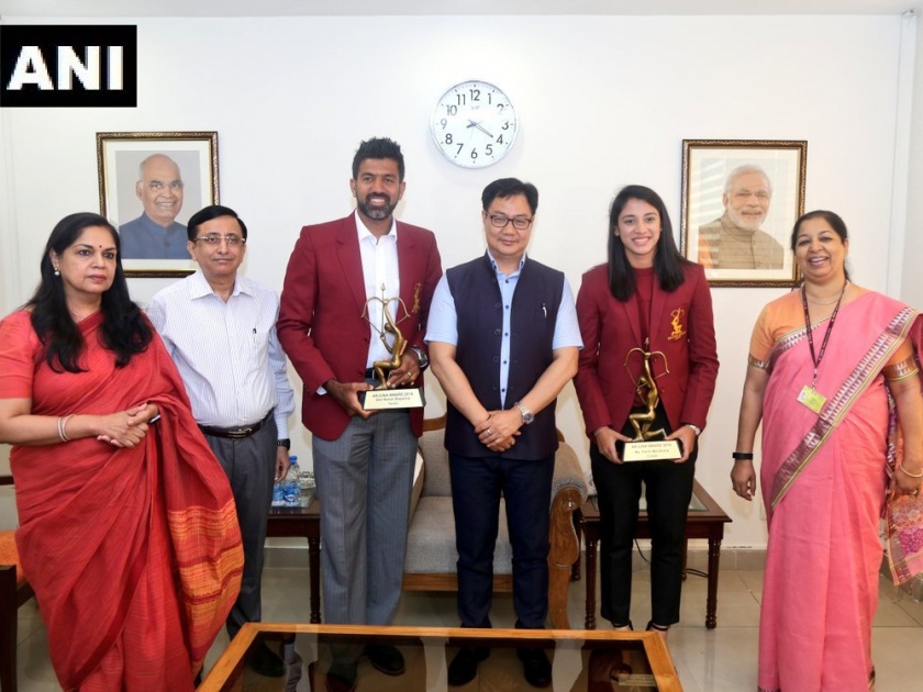 Arjuna Award for Smriti Manadhana and Rohan Bopanna | स्मृती मानधना आणि रोहन बोपण्णा यांना अर्जुन पुरस्कार प्रदान