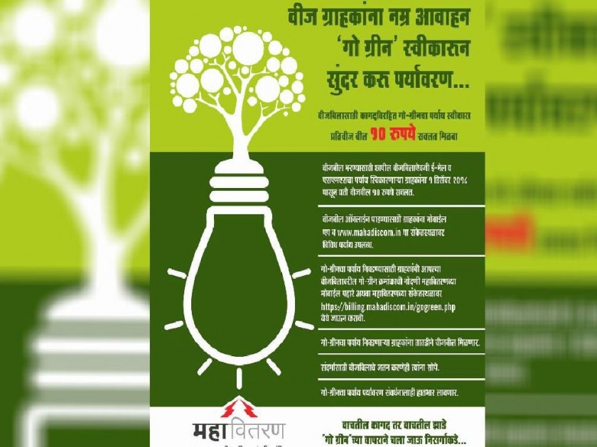 Nagpur electricity consumers save 18 lakhs per year; 15,017 customers availed Go Green service | नागपूरकर वीजग्राहकांनी केली वर्षाकाठी १८ लाखांची बचत; १५,०१७ ग्राहकांनी घेतला गो ग्रीन सेवेचा लाभ