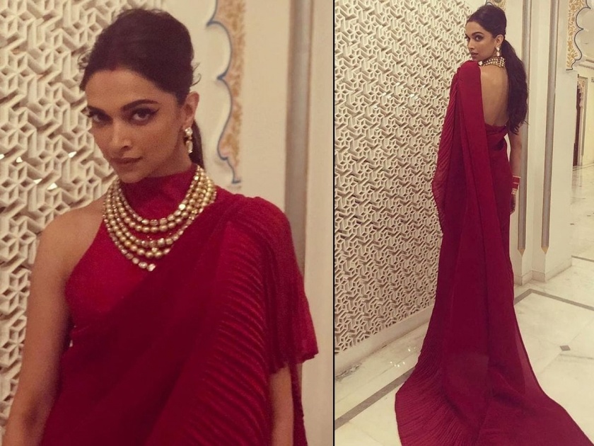 Deepika padukone red saree look is perfect for wedding season fashion | वेडींग सीझनसाठी दीपिकाचा क्लासी लूक ट्राय करा!