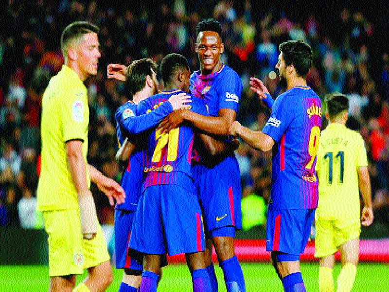 Barcelona win News | डेम्बलेच्या दोन गोलने बार्सिलोना विजयी