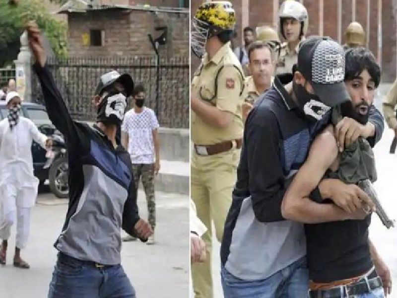 The Kashmir Police took action on youth, stone thrower youth arrested by police | काश्मीर पोलिसांनी लढवली शक्कल, दगडफेक करणाऱ्या तरुणांना घडवली अद्दल