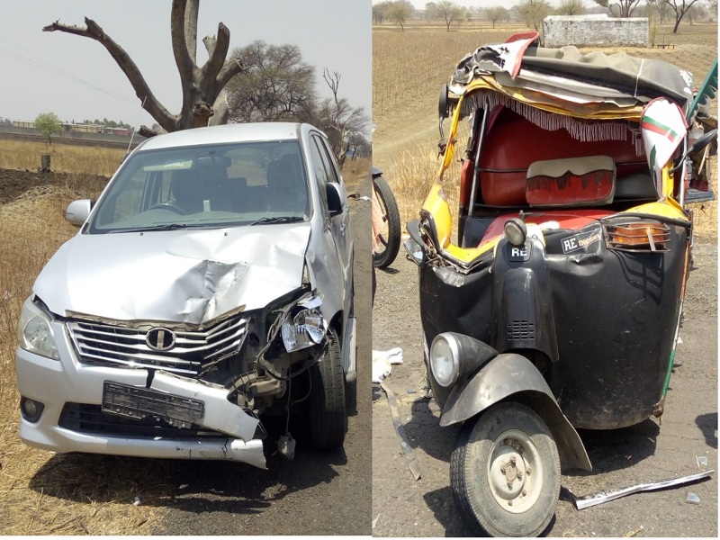 One dead, one injured in a car-auto rickshaw accident near Dharur | धारुरजवळ कार-ऑटोरिक्षा अपघातात एक ठार, एक जखमी