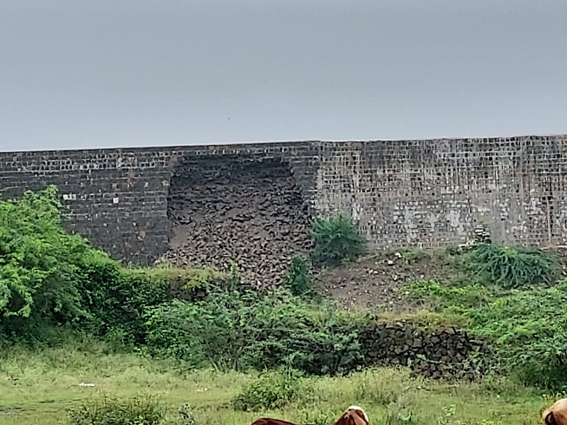 The wall of Dharur's fort collapsed again; Complete neglect of the archeology department | धारुरच्या किल्ल्याची भिंत पुन्हा कोसळली; पुरातत्व विभागाचे पूर्णपणे दुर्लक्ष