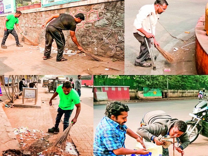 Cleanliness campaign by Divyang's youth; Shivaji nagar area of ​​Pune clean | दिव्यांग तरुणांचा स्वच्छतेचा ध्यास; पुण्यातील शिवाजीनगर परिसर केला चकाचक