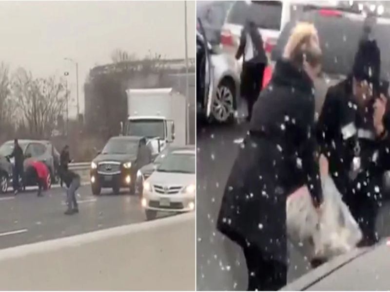 Viral video new jersey dollars spills on highway from a truck people stop car and collect money | ट्रकमधून डॉलरचा पाऊस, लोकांच्या गर्दीने हायवे जाम!