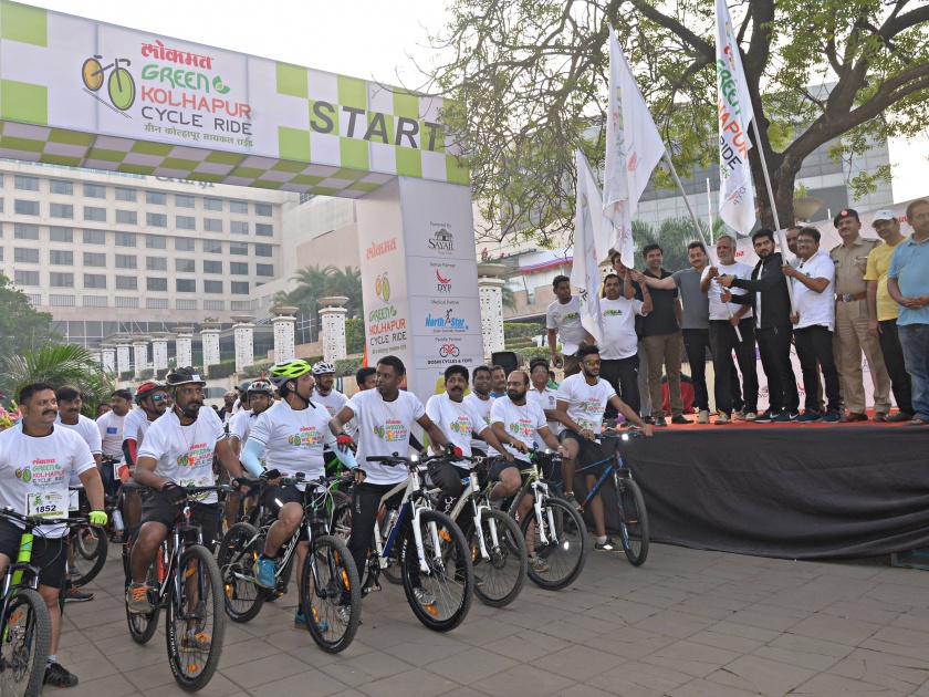 Only on the city ... 'bicycle'; Dumdumala 'Green' slogan of 'Kolhapur' | अवघ शहर..... ‘सायकल’ वर ; दुमदुमला ’ग्रीन ’ कोल्हापूरचा नारा