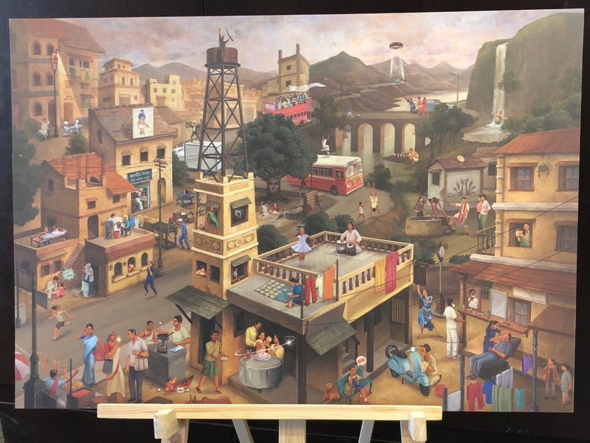 Netizens struggle to find all 40 Indian ads hidden in this painting | या पेंटिंगमध्ये दडल्या आहेत ४० लोकप्रिय जाहिराती, शोधाल तरच सापडतील!