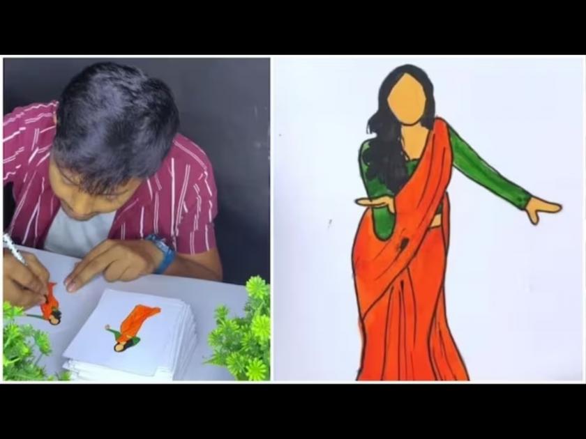 Gulabi Sharara : Man made artwork flipbook video has more than 35 million views watch here | ‘Gulabi Sharara’ गाण्यावर तरूणाने बनवलं असं काही, 35 मिलियन लोकांनी पाहिला व्हिडीओ