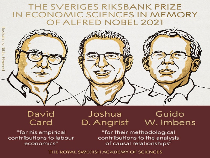 Nobel Prize 2021: David Card Joshua D Angrist Guido W Imbens win Economics Nobel | Nobel Prize 2021: डेविड कार्ड, जोशुआ डी अँग्रिस्ट आणि गुइडो डब्ल्यू इम्बेन्स यांना अर्थशास्त्रातील नोबेल जाहीर