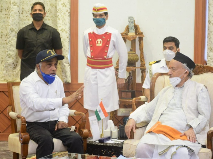 Retired Madan Sharma, who was beaten by Shiv Sainiks, met the Governor bhagatsingh koshyari | शिवसैनिकांनी मारहाण केलेल्या निवृत्त मदन शर्मांनी घेतली राज्यपालांची भेट