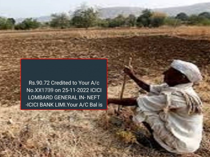  Farmers are being mocked by the crop insurance company and have received only Rs 90 as compensation  | पीक विमा कंपनीकडून शेतकऱ्यांची थट्टा, भरपाई म्हणून मिळाले केवळ ९० रुपये