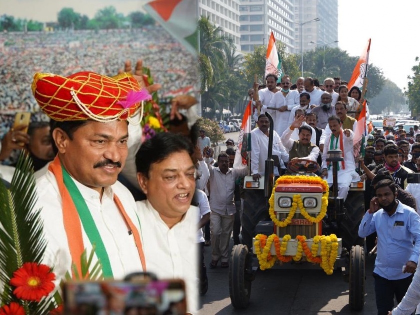 Congress demonstrates in Mumbai with tractor rally; Nana Patole accepted the post of State President | ट्रॅक्टर रॅली काढून मुंबईत काँग्रेसचं शक्तीप्रदर्शन; नाना पटोलेंनी स्वीकारला प्रदेशाध्यक्षपदाचा पदभार