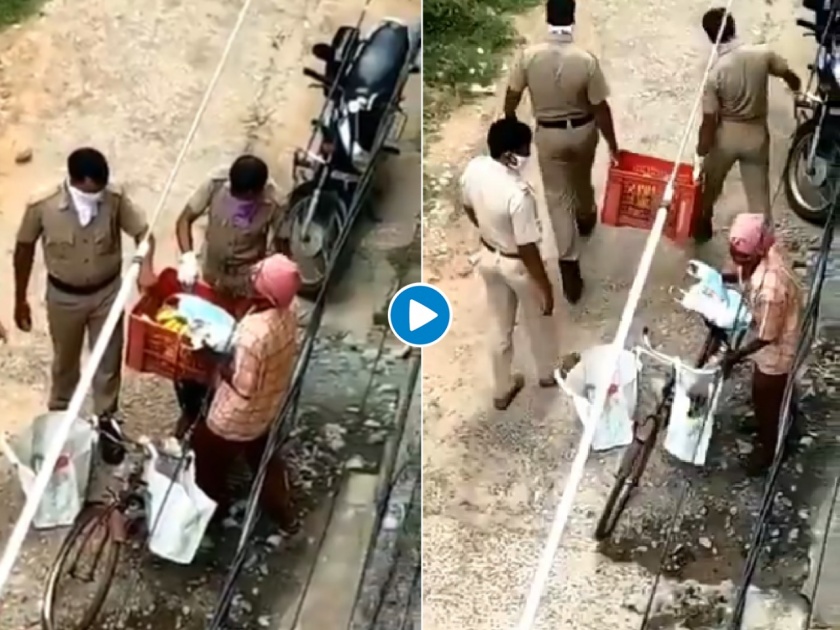 Police snatched goods from a poor fruit seller in odhisha; Video goes viral | फळं विकणाऱ्या गरीब विक्रेत्याकडून पोलिसांनी माल हिसकावला अन् पैसेही घेतले; व्हिडीओ व्हायरल