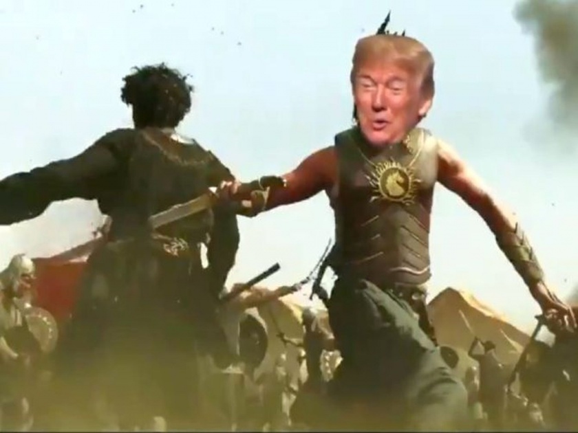 Video : 'Baahubali' meme video shared by Donald Trump before India Visit | Video: डोनाल्ड ट्रम्प यांनी शेअर केला 'बाहुबली'चा व्हीडिओ; मोदींनी वाटले पेढे