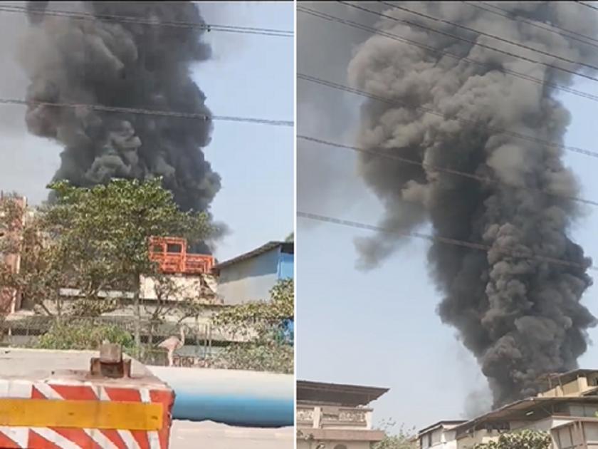 Company fire in Khairane MIDC | कोपरखैरणे एमआयडीसीमधील कंपनीला आग