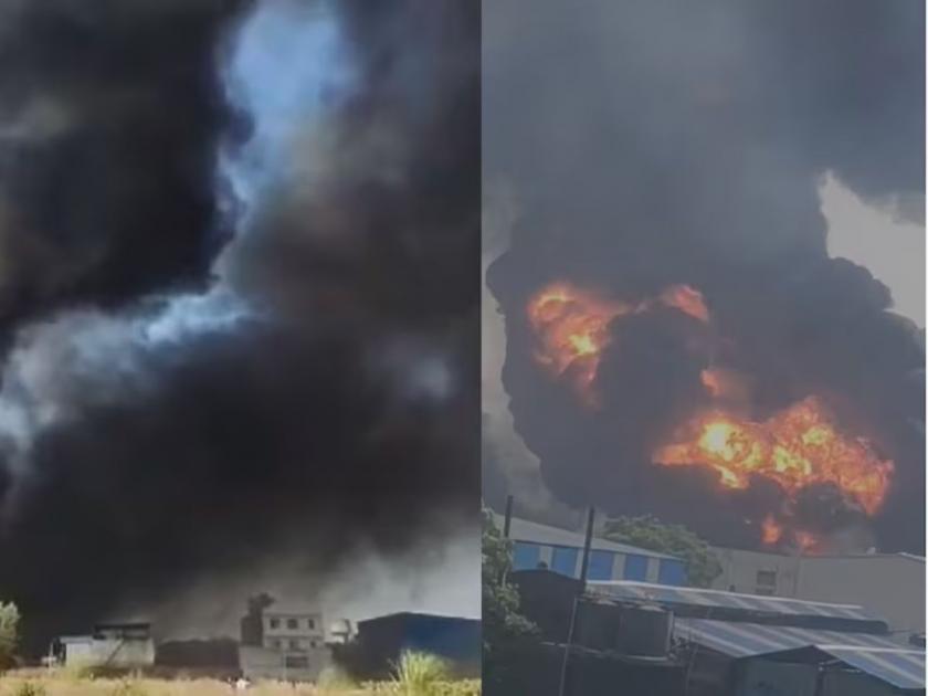 Video massive fire broke out in chemical factory in kurali mohali punjab | Video - पंजाबच्या मोहालीतील केमिकल फॅक्ट्रीला भीषण आग; 8 जण भाजले