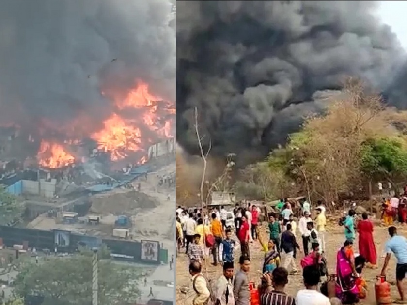 Mumbai Malad Fire: A massive fire broke out in a slum in Malad area of Mumbai; Many houses were burnt down | Mumbai Malad Fire : मुंबईतील मालाड परिसरात झोपडपट्टीला भीषण आग; अनेक घरं जळून खाक