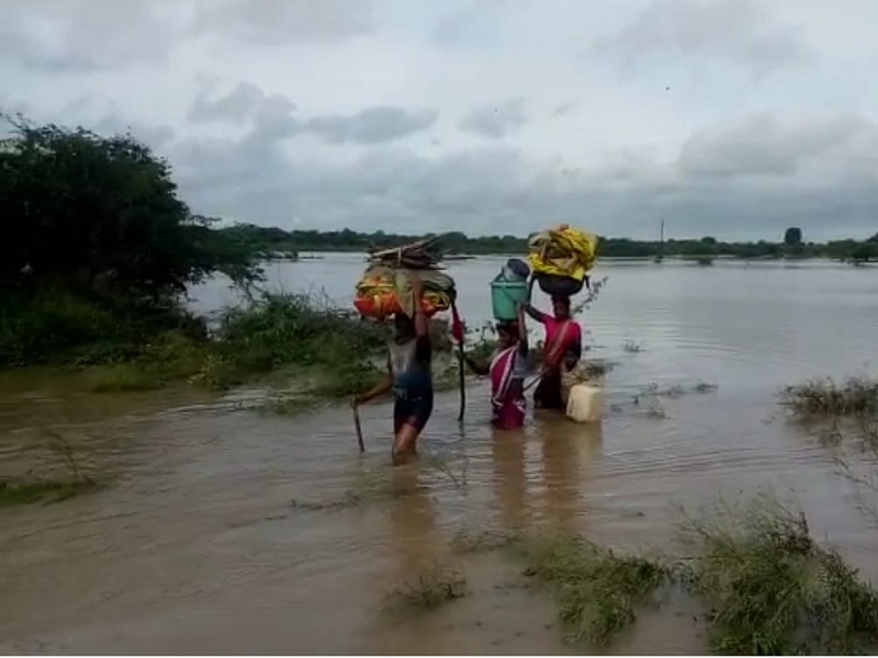 Family trapped in flood at Pathari; Extreme loss of crops | पाथरीत तालुक्यात पुरात कुटुंब अडकले; पिकांचे अतोनात नुकसान