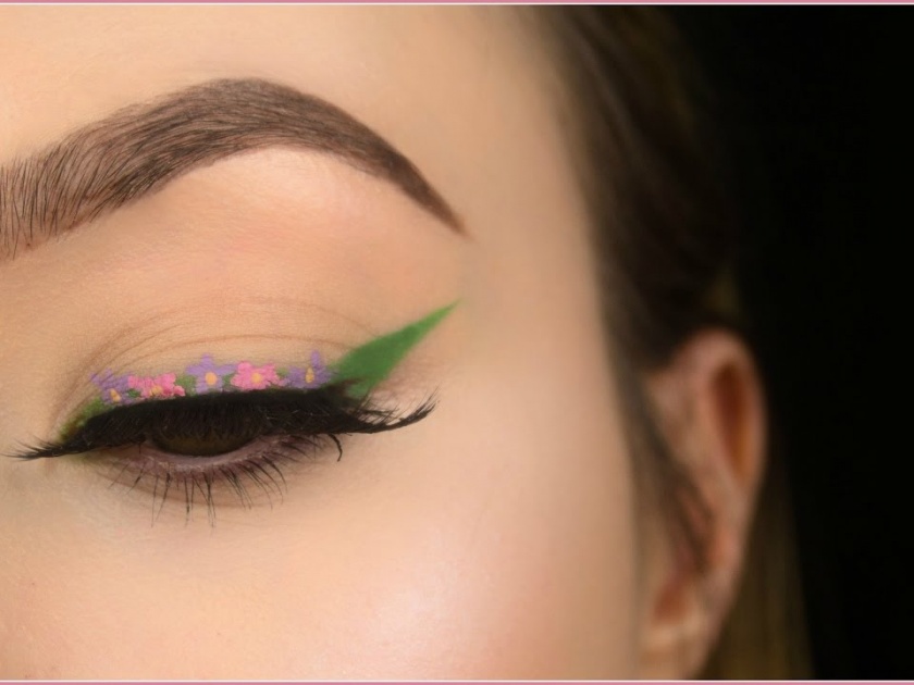 Floral eyeliner : social media is going crazy over this new beauty trend | फ्लोरल आयलायनर : डोळ्यांवर फुलांची नक्षी काढण्याचा क्रेझी ट्रेण्ड