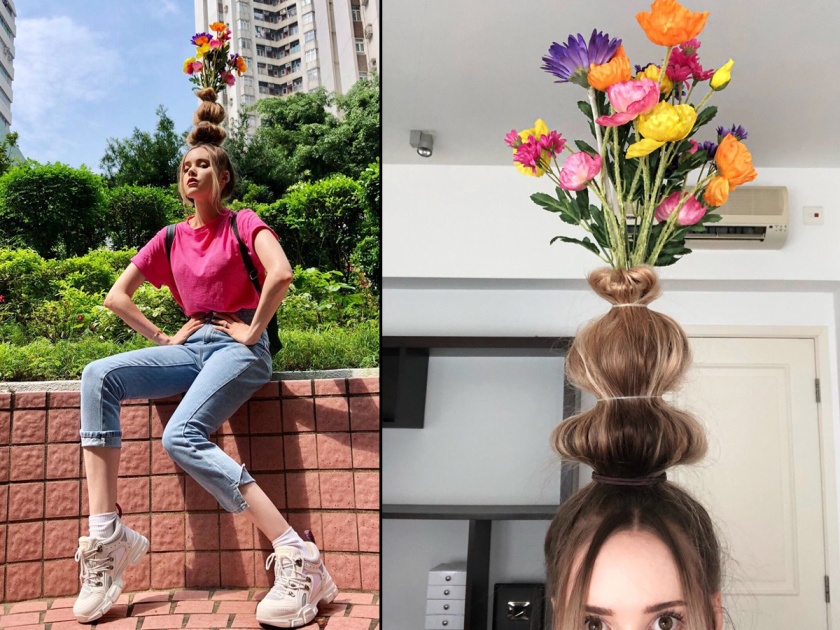 flower vase hair style latest fashion trend going viral | जगभरामध्ये व्हायरल होतोय एका अनोख्या हेअर स्टाइलचा ट्रेन्ड!