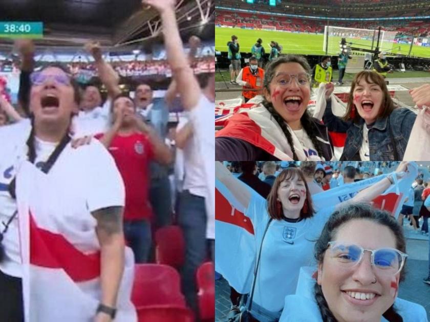 Office worker, 37, SACKED from her job after being caught on TV at Euro 2020 England V Denmark game Euro 2020 | Euro 2020 : इंग्लंडला चिअर करण्यासाठी 'ती' स्टेडियमवर गेली, टिव्हीवर झळकली अन् त्यानंतर घडलं काही विचित्रच!