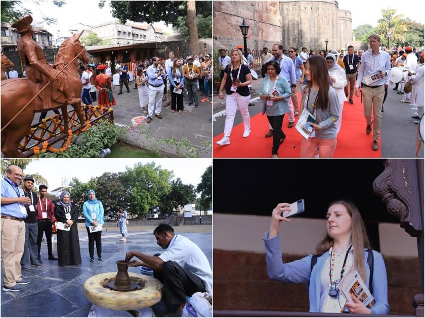 G-20 delegation visits heritage sites in Pune; The guests learned about the history | G-20 च्या प्रतिनिधींची पुण्यातील वारसास्थळांना भेट; पाहुण्यांनी जाणून घेतला इतिहास