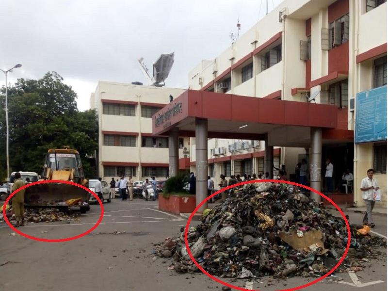 Trash Conditions Government responsible; Shivsena removed garbage in Collector Office | कचरा कोंडीस सरकारच जबाबदार; शिवसेनेने जिल्हाधिकारी कार्यालयात टाकला कचरा