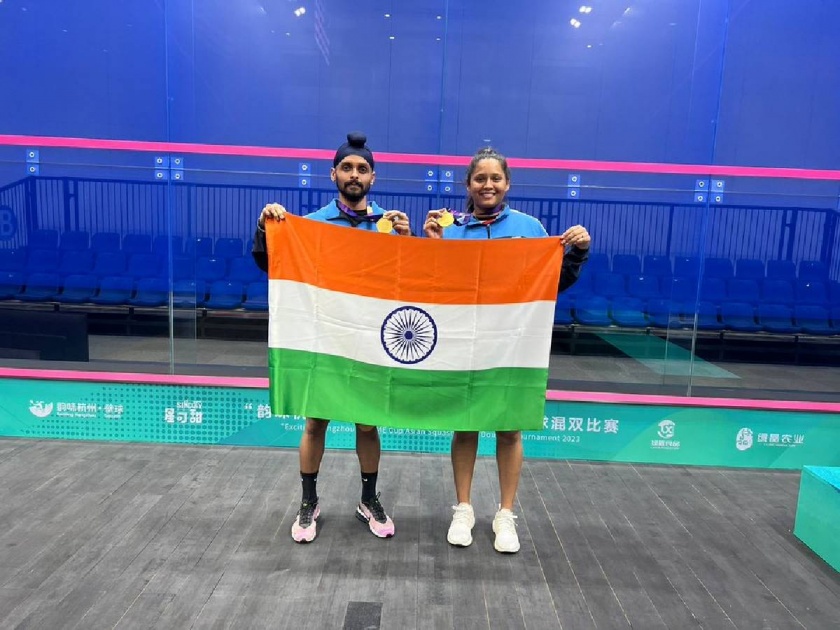 GOLD MEDAL No. 20 for INDIA in asian games 2023, dinesh karthik wife Dipika Pallikal and Harinder Pal Singh won Gold medal in Mixed Doubles | Asian Games 2023 : भारताच्या खात्यात विसावं 'सुवर्ण पदक', दीपिका पल्लीकल आणि हरिंदरपाल सिंगची कमाल