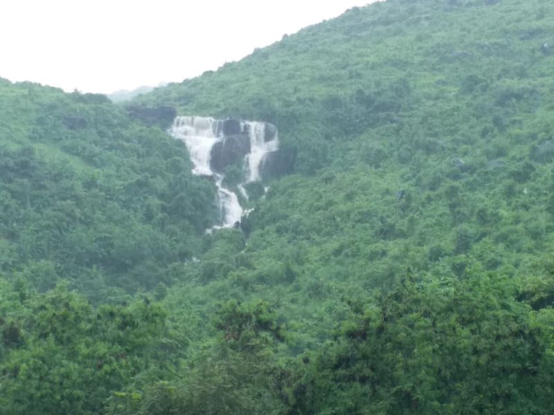 Attraction waterfall the invention of nature in Goregaon; | गोरेगावमध्ये निसर्गाचा आविष्कार; शुभ्र खळखळून वाहणारा धबधबा ठरतोय आकर्षण