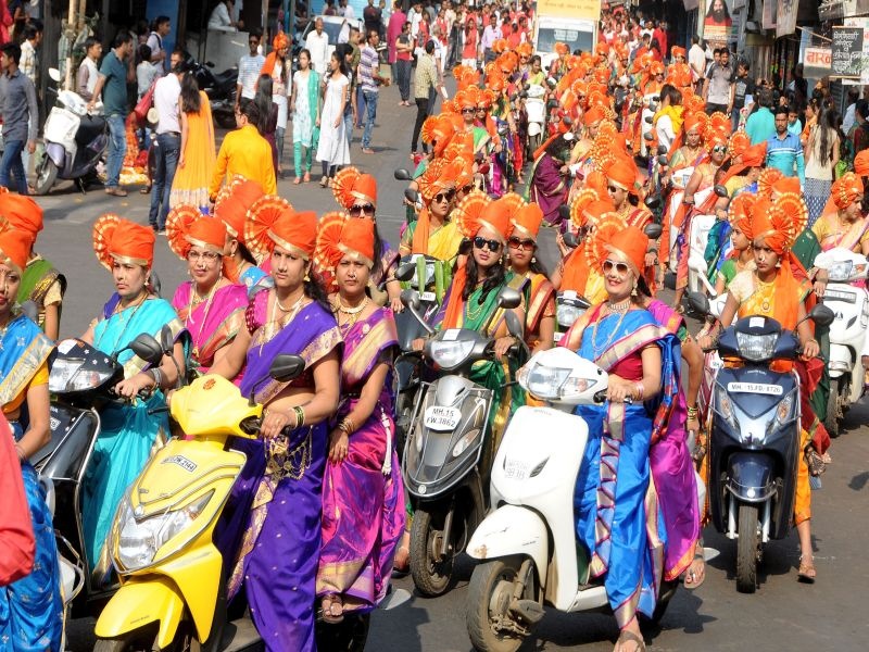 Gudi Padwa celebrations: Excitement of welcome to Nashik; Significant participation of women | गुढीपाडव्याचा जल्लोष : नाशिकमध्ये स्वागतयात्रांचा उत्साह; महिलांचा लक्षणीय सहभाग