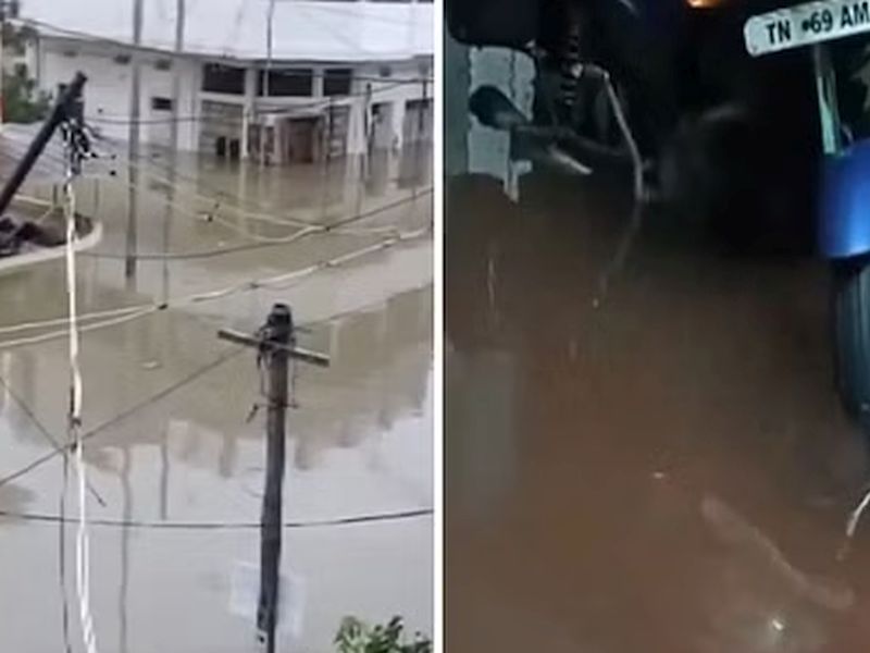 Conditions in many parts of Tamil Nadu due to heavy rains; The house is also under water | मुसळधार पावसामुळे तमिळनाडूच्या अनेक भागात पूरसदृश परिस्थिती; घरही पाण्याखाली