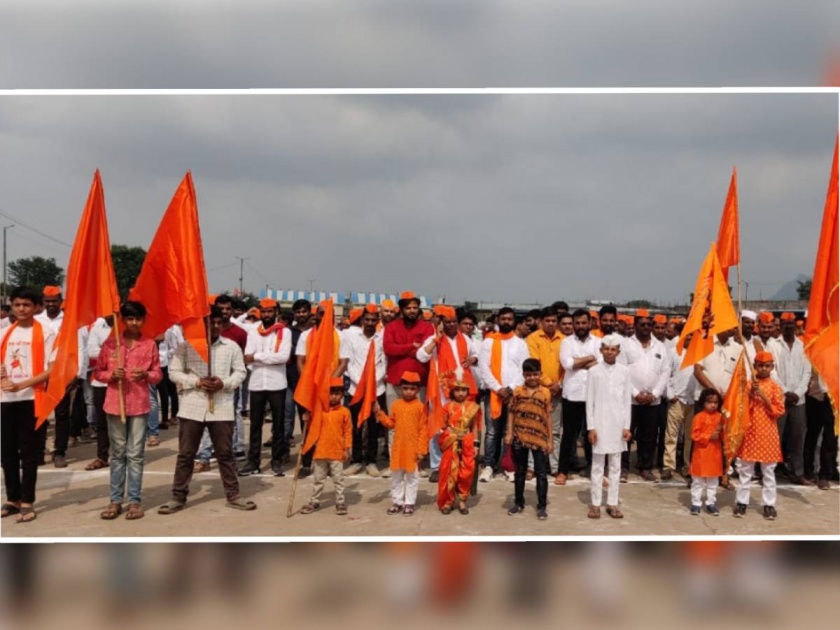 Hindu Jan Akrosh Morcha in Nashik Chandwad city as Hundreds of people gathered | चांदवडला हिंदू जन आक्रोश मोर्चा; शेकडोंच्या संख्येने लोक एकत्र