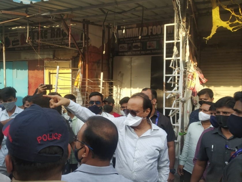 Deputy Chief Minister Ajit Pawar visited Fashion Street which was burnt down in the fire | अग्नितांडवात भस्म झालेल्या 'फॅशन स्ट्रीट'ला उपमुख्यमंत्री अजित पवारांनी दिली भेट