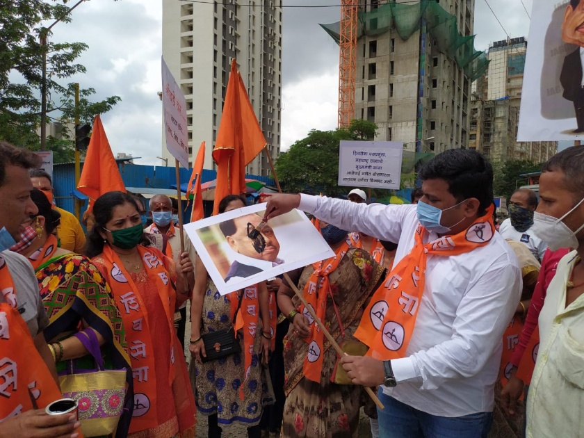 shiv sena activists protest against narayan rane in mira bhayandar | मीरा भाईंदरमध्ये शिवसेनेची नारायण राणेंविरोधात आंदोलने
