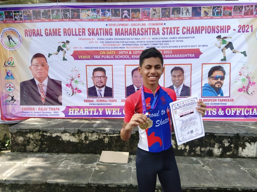 vasai smit vaidya wins gold silver medal in maharashtra state roller skating championship | महाराष्ट्र राज्य रोलर स्केटिंग स्पर्धा: वसईच्या स्मित वैद्यला दोन पदकं, सुवर्णसह जिंकले रौप्य 