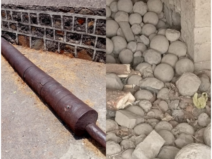Historical treasure! Two trucks with artillery and 5 artillery pieces were also found in Udgir fort | ऐतिहासिक खजिना! उदगीरच्या किल्ल्यात दोन ट्रक तोफगोळ्यांसह ५ तोफाही सापडल्या