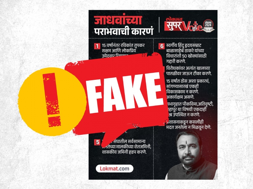 Fact Check: Viral creative against Buldhana MP Prataprao Jadhav with lokmat logo is fake | Fact Check: 'जाधवांच्या पराभवाची कारणं' हे क्रिएटिव्ह 'लोकमत'चं नाही; नाव आणि लोगो वापरून दिशाभूल 