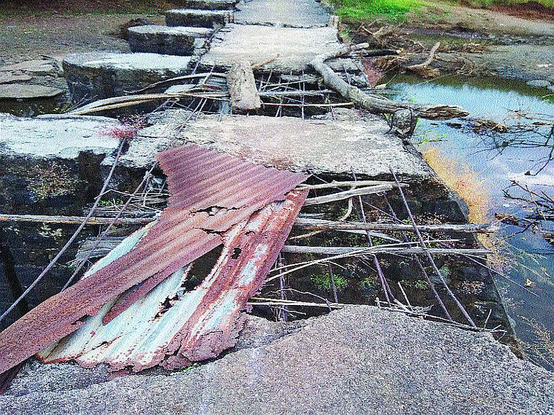 Damage of the dam on the Amba river in Pali; Potential for water scarcity crisis | पालीत अंबा नदीवरील बंधाऱ्याची दुरवस्था; पाणीटंचाईचे संकट ओढावण्याची शक्यता