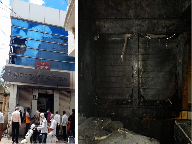 A fierce fire at a jewelers shop due to a short circuit in the Kada; lakh's of rupees loss | कड्यात शॉर्टसर्किटने ज्वेलर्सच्या दुकानात भीषण आग; लाखोंचे नुकसान