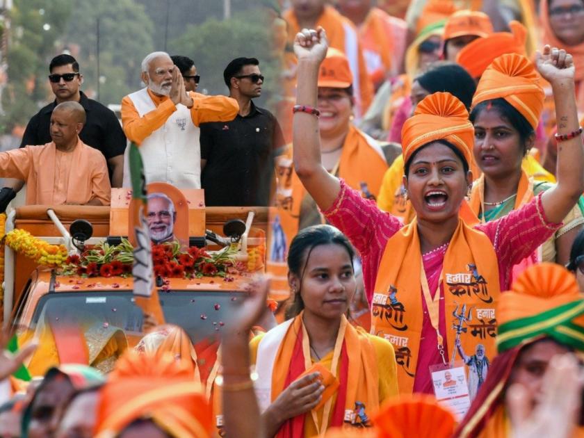 Lok Sabha Election - Narendra Modi road show in Kashi Varanasi, Marathi community welcomed | काशी-वाराणसीतील मराठी समाज मोदींच्या पाठिशी; रोड शोमध्ये पंतप्रधानांचं मराठमोळं स्वागत