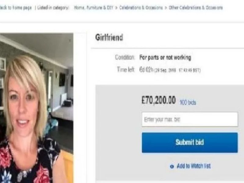 man puts girlfriend for sale on ebay ebay prank got serious | चेष्टा महागात पडली; त्याच्या गर्लफ्रेंडसाठी तब्बल 68 लाखांची बोली लागली