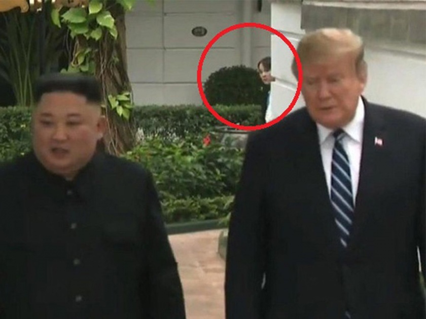 Mystery girl revealed who was watching Donald Trump and Kim Jong from behind sister kim yo jong | खुलासा! ट्रम्प आणि किम जोंग यांना लपून बघणारी मुलगी कोण?