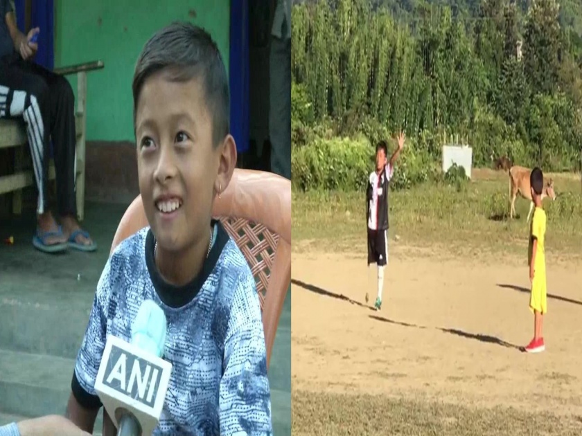 Manipur imphal class 4 student kunal shrestha plays football with a single limb see viral video | रिअल हिरो! एक पाय नसूनही कुबड्यांच्या साहाय्याने फूटबॉल खेळतोय हा चिमुरडा; पाहा व्हिडीओ
